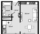 1-комн, 33.3 кв м, этаж 1/9 Улица Лазо д. 9