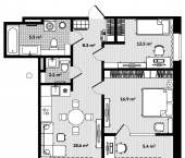 2-комн, 67.1 кв м, этаж 3/22 ул. Соснина д. 1-9