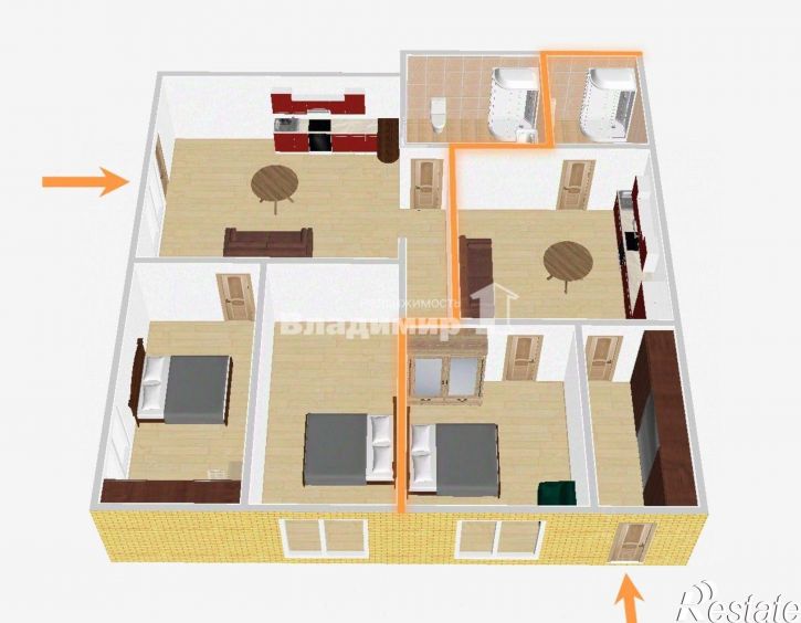 3-комн квартира Партизанский район, Волчанец п.