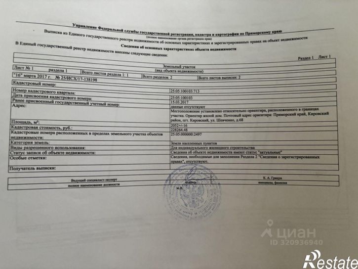 Земельный участок ул Шевченко, 68,  д. 68