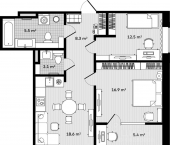 3-комн, 66 кв м, этаж 19/22 улица Соснина, 1/1