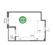 1-комн, 41 кв м, этаж 2/4 Надеждинский район, Новый пгт