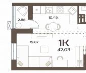 1-комн, 42 кв м, этаж 13/24 улица Слуцкого, 5А с4
