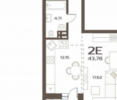 1-комн, 44 кв м, этаж 3/24 улица Слуцкого, 5А с4