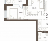 2-комн, 64 кв м, этаж 2/24 улица Слуцкого, 5А с4