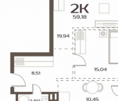 2-комн, 59 кв м, этаж 3/24 улица Слуцкого, 5А с4