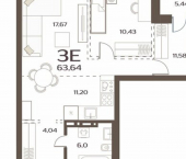 2-комн, 64 кв м, этаж 24/24 улица Слуцкого, 5А с4
