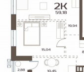 2-комн, 59 кв м, этаж 20/24 улица Слуцкого, 5А с4