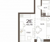 1-комн, 44 кв м, этаж 2/24 улица Слуцкого, 5А с4