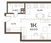 1-комн, 42 кв м, этаж 24/24 улица Слуцкого, 5А с4
