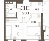 2-комн, 51 кв м, этаж 7/14 ул Коммунаров, 30