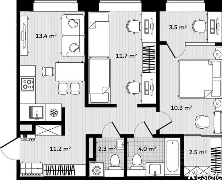 2-комн квартира в новом доме улица Соснина, 1-9,  д. 1-9