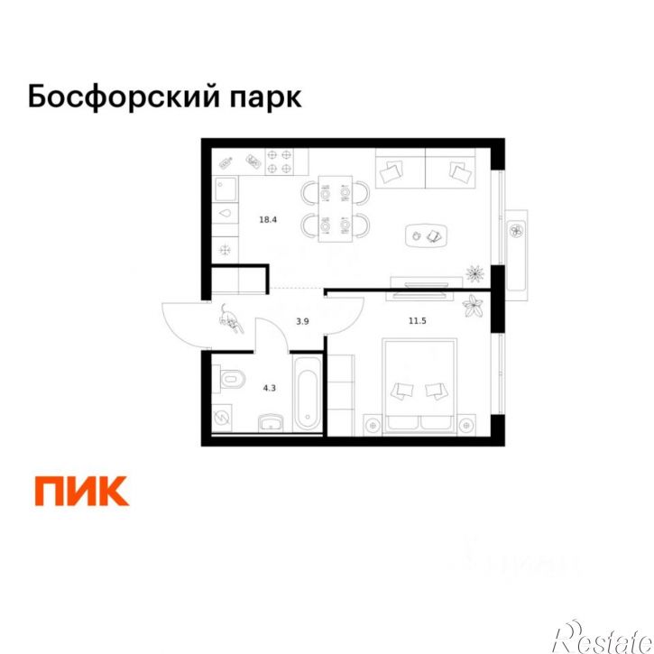 1-комн квартира в новом доме Владивосток