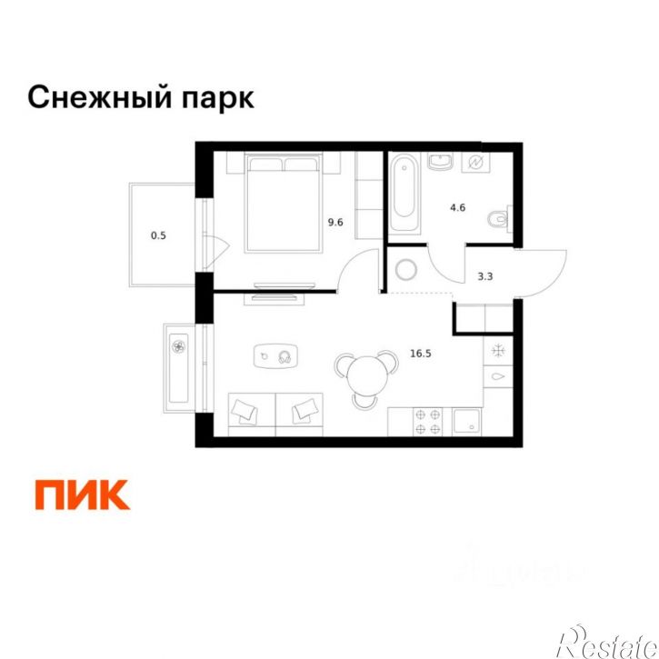 1-комн квартира в новом доме Владивосток, ЖК Снежный Парк, 3