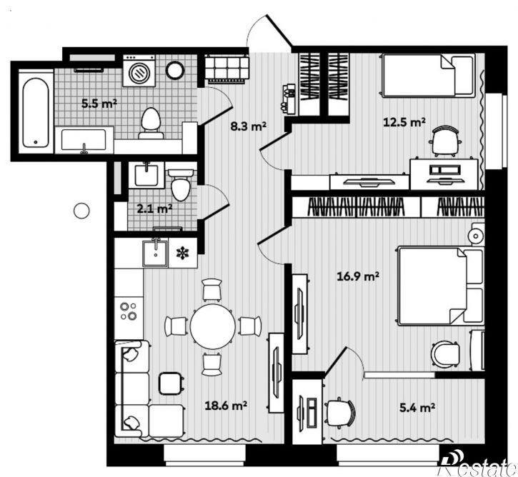 2-комн квартира в новом доме ул. Соснина д. 1-9