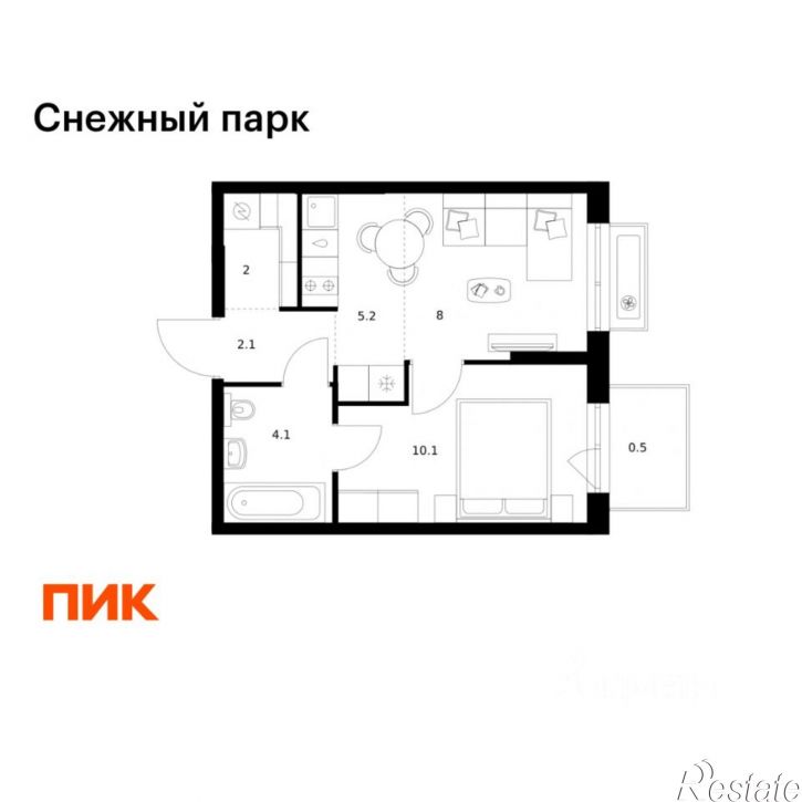 1-комн квартира в новом доме Владивосток, ЖК Снежный Парк, 3