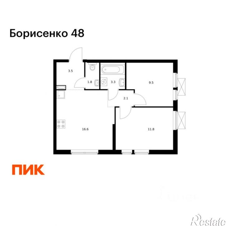 2-комн квартира в новом доме Владивосток, улица Борисенко, 48к2