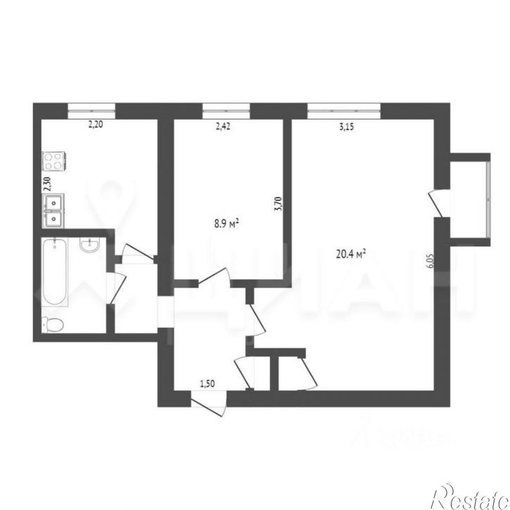 2-комн квартира мкр 1-й, 5,  д. 5