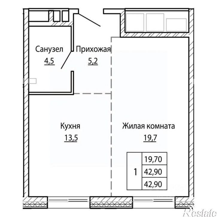 1-комн квартира в новом доме Владивосток, Днепровская улица